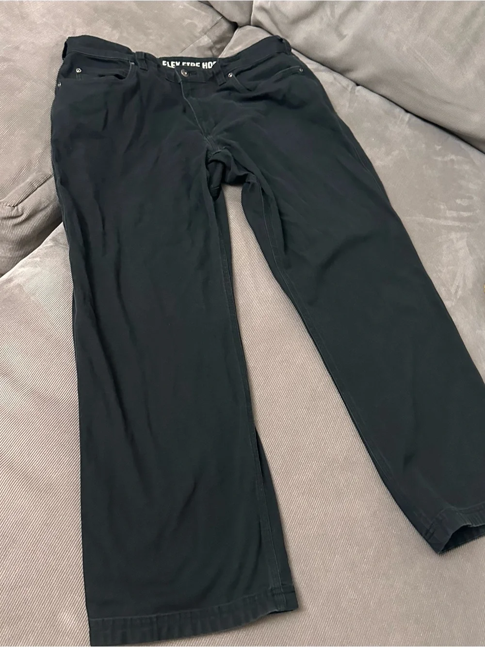 DULUTH TRADING Flex Fire Hose Canvas Pants Mens 36 X 30 Standard Fit Black